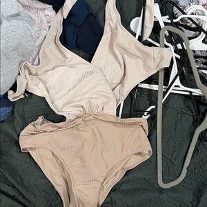 SHEIN Beige and Tan Women Swim One Piece